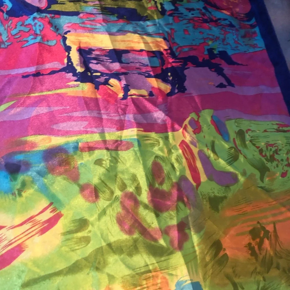Scarf based on Kadinsky Munich painting- Silk, Or Silk-like (no Tags) Colorful!